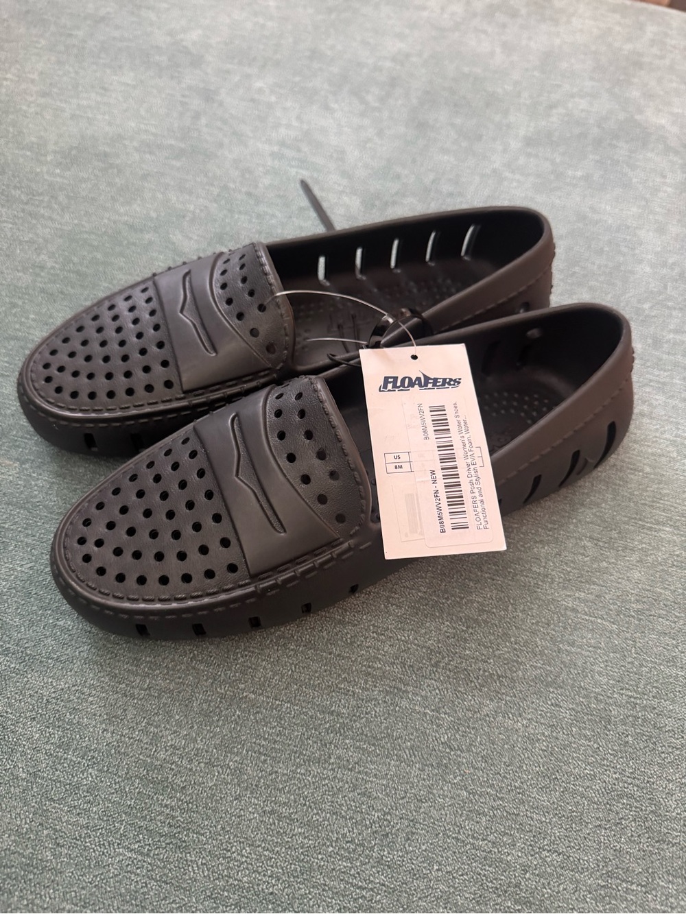 Floaters Women's Black Perforated Slip-On Flats